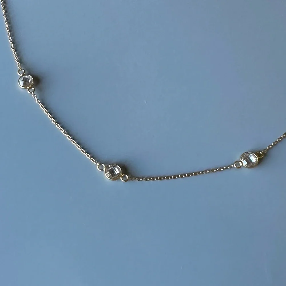 14k Gold Vermeil 3 Crystal Stations Necklace